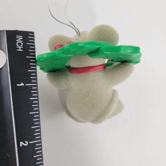Vintage Avon Flocked Mouse with Wreath Christmas Ornament Tree Trimmer Friends - Picture 4 of 4